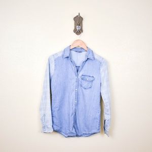 4/$25 RUBBISH denim chambray button down top